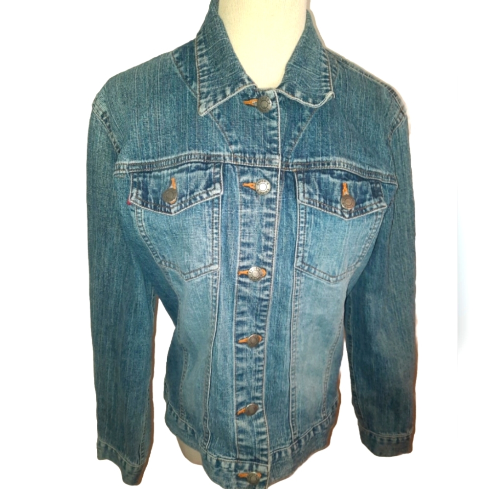 Chico's jean denim Trucker jacket size 1 medium